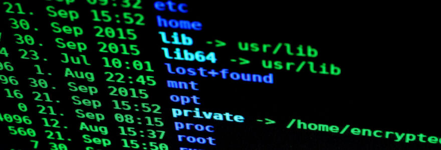 Capture d'écran montrant du code informatique coloré sur un écran noir.